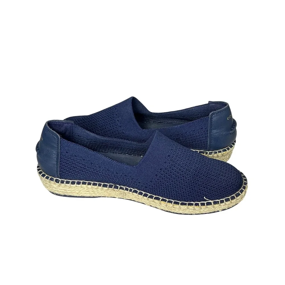 Cole Haan Cloudfeel Navy Blue Knit Espadrille Grand.OS Flats Slip On Shoe 9